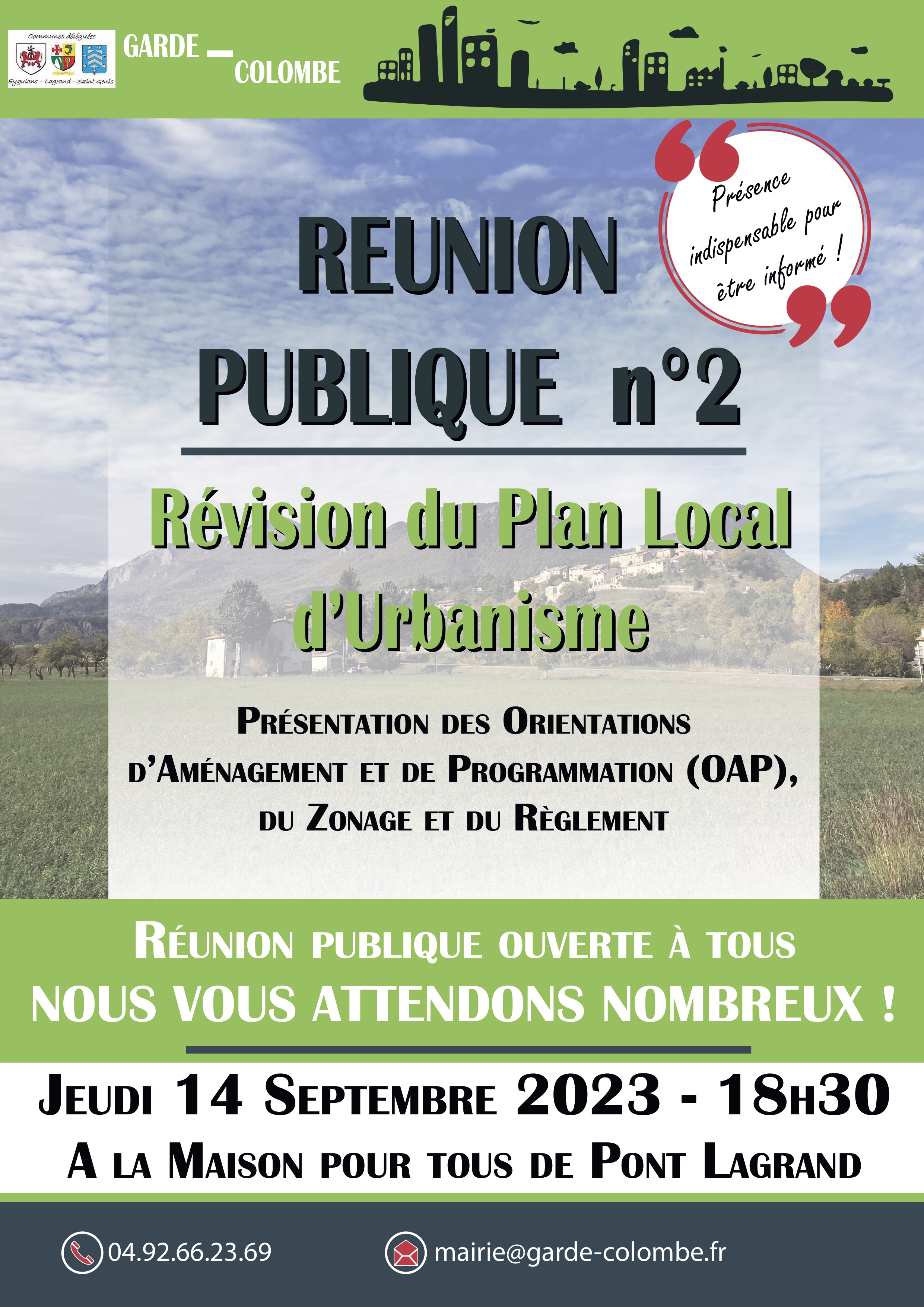 Affiche réunion publique  14 sept 2023