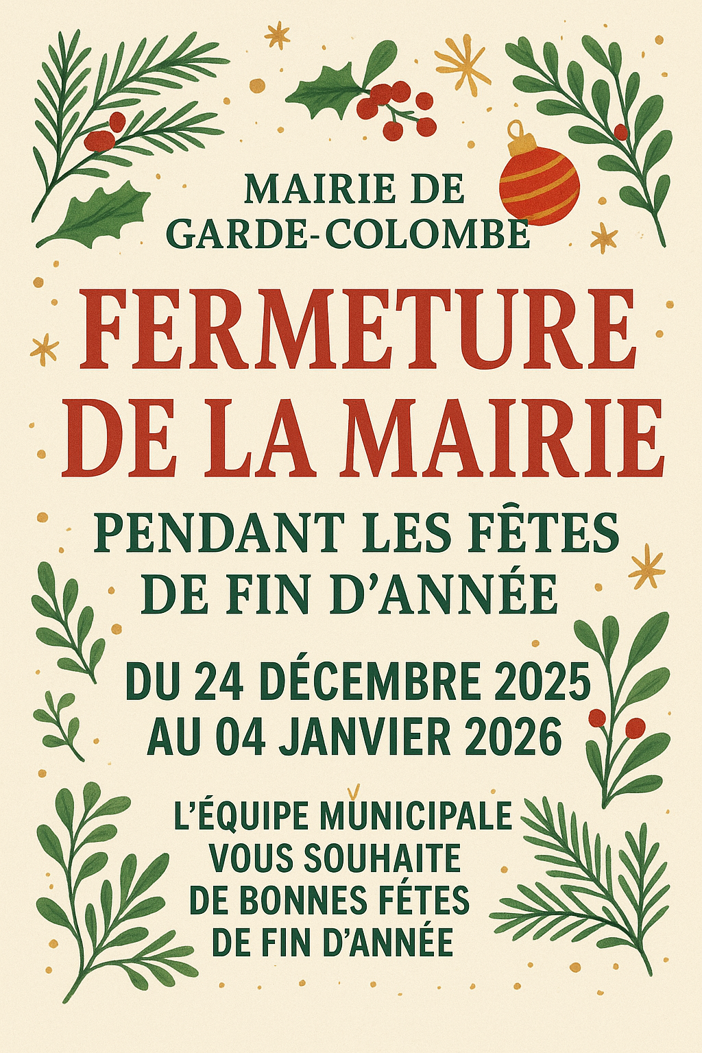 Fermeture mairie dec 2025